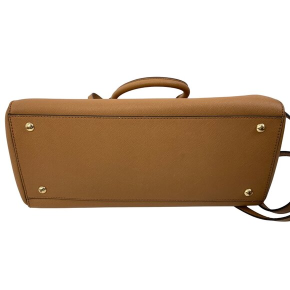 Michael Kors Tan Saffiano Leather Satchel & Wallet Set Gold Hardware 8776 EUC - Picture 5 of 7